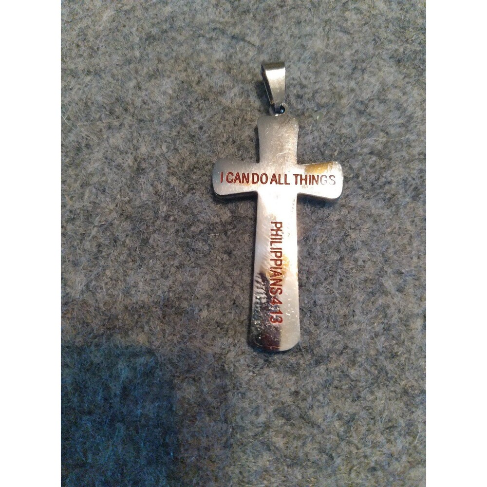 Inspirational Cross Pendant Necklace Philippians 4:13 Religious Jewelry